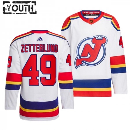 Lapsille NHL New Jersey Devils Pelipaita Fabian Zetterlund 49 Adidas 2022-23 Reverse Retro 2.0 Valkoinen Authentic